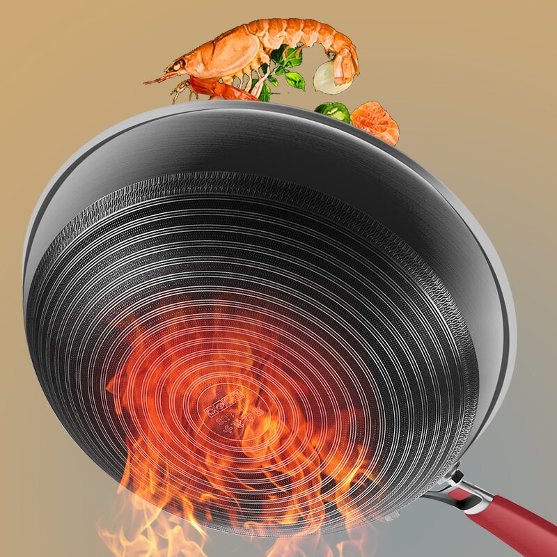 Wok Factory - OEM/ODM Wholesale 316 Stainless Steel 12.6 Inch Non Stick Honeycomb