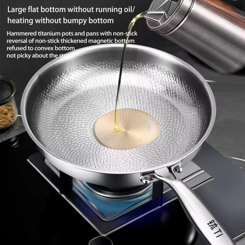 Titanium Pan Manufacturer - OEM/ODM Pure Titanium Hammered Non-stick Skillet for Induction