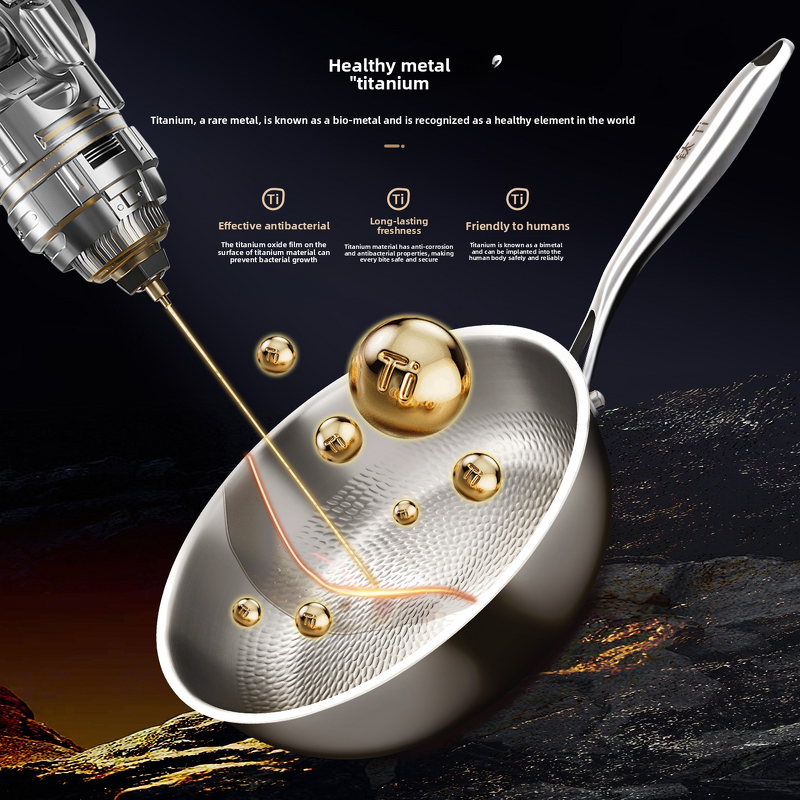 Frying Pan Factory - OEM/ODM 316 Stainless Steel Titanium Hammer Pattern Non Stick Skillet