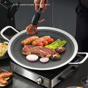 Roasting Pan Manufacturer - OEM/ODM Outdoor Camping 316 Stainless Steel Honeycomb Non-stick