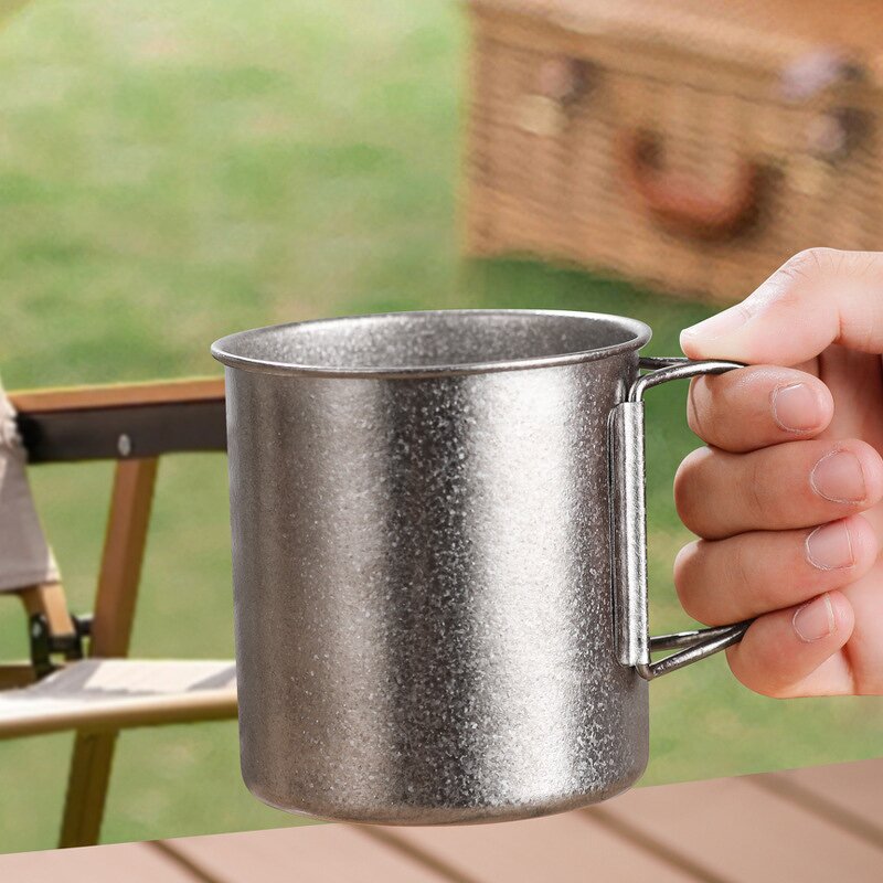 Titanium Tumbler Factory - OEM/ODM Custom Logo Pure Titanium Handle Lid 6-12 Hours Thermal