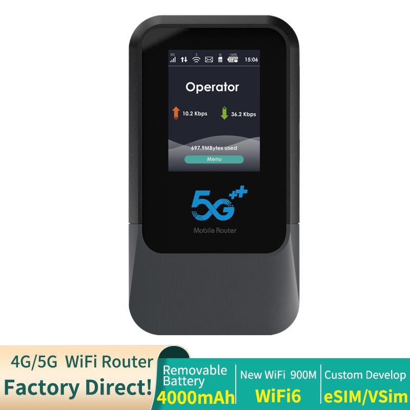 5G Modem Factory - OEM UNISOC V510 SIM&Esim 4000mAh Indoor WiFi6