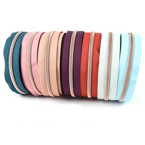 Zipper Factory - OEM/ODM Sewing Rainbow Rose Gold Teeth Nylon Zipper for Garment