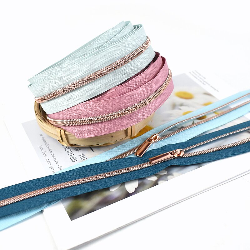 Zipper Factory - OEM/ODM Sewing Rainbow Rose Gold Teeth Nylon Zipper for Garment
