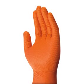 Nitrile Gloves Manufacturer - OEM Orange Diamond Pattern 9 Inch Cleaning