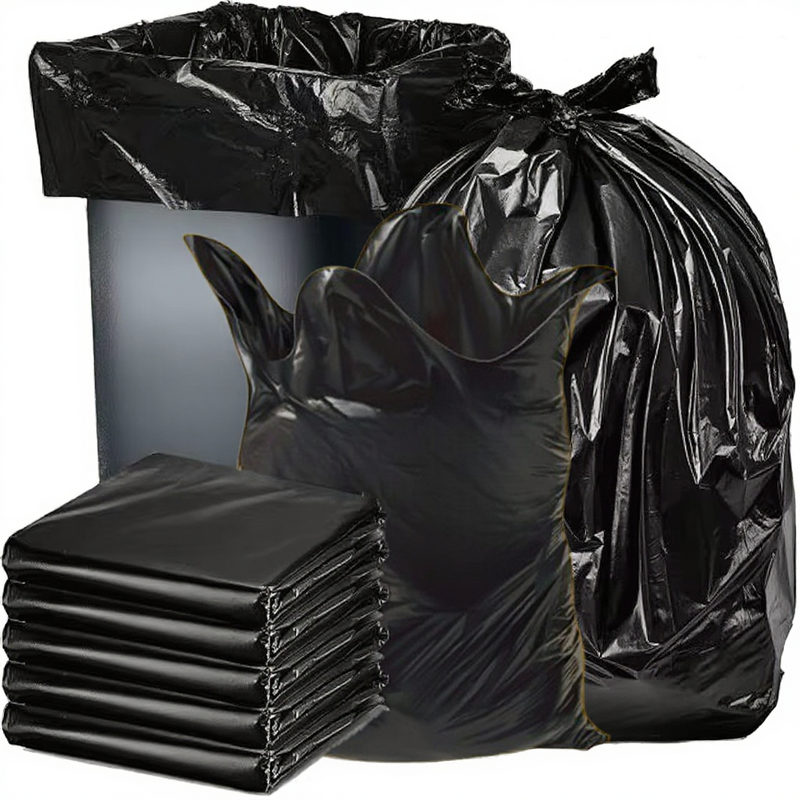 Trash Bags Manufacturer - OEM Large Flat Bottom Black LDPE HDPE Heavy-Duty