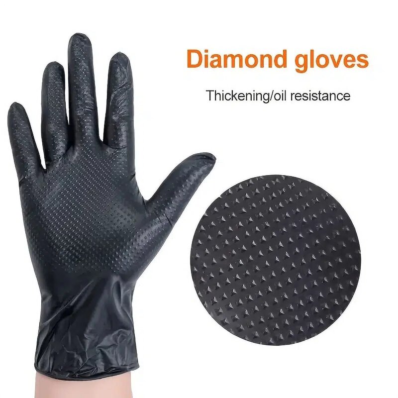 Nitrile Gloves Factory - OEM Heavy Duty Diamond Texture Mechanic Repair