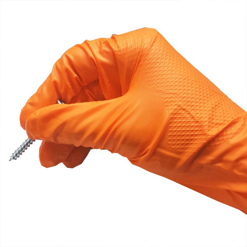 Nitrile Gloves Manufacturer - OEM Orange Diamond Pattern 9 Inch Cleaning