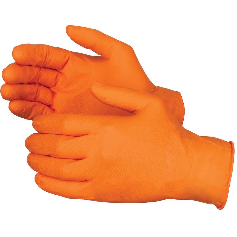 Nitrile Gloves Manufacturer - OEM Orange Diamond Pattern 9 Inch Cleaning