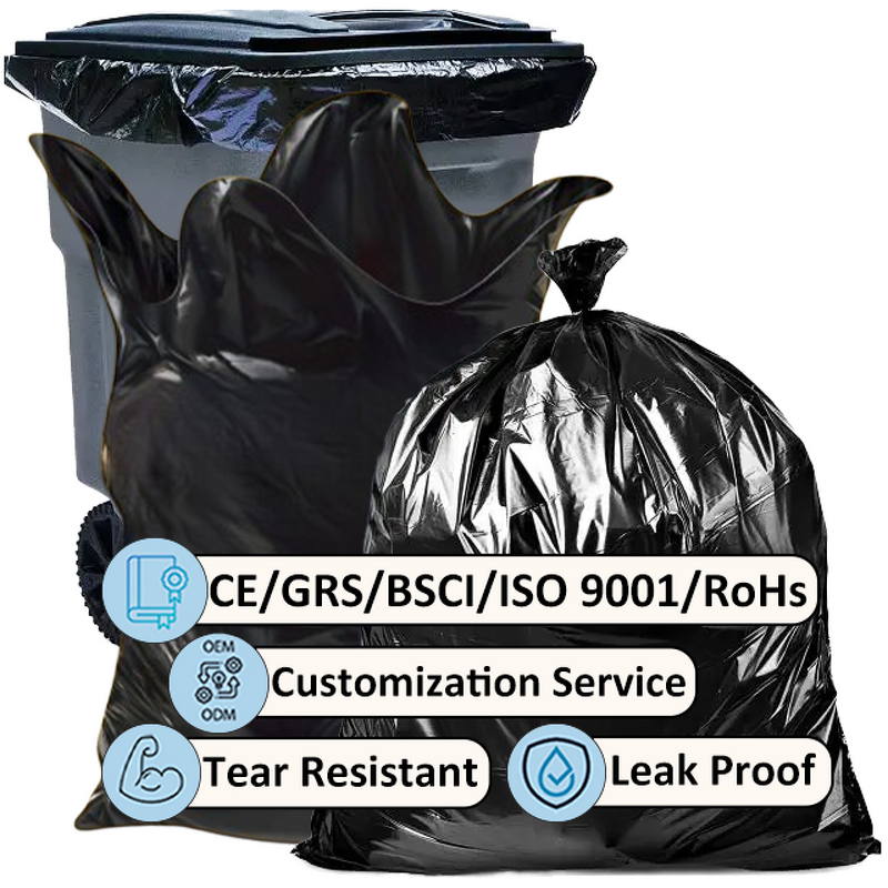 Trash Bag Manufacturer - OEM 55 Gallon Heavy Duty Square Bottom PE