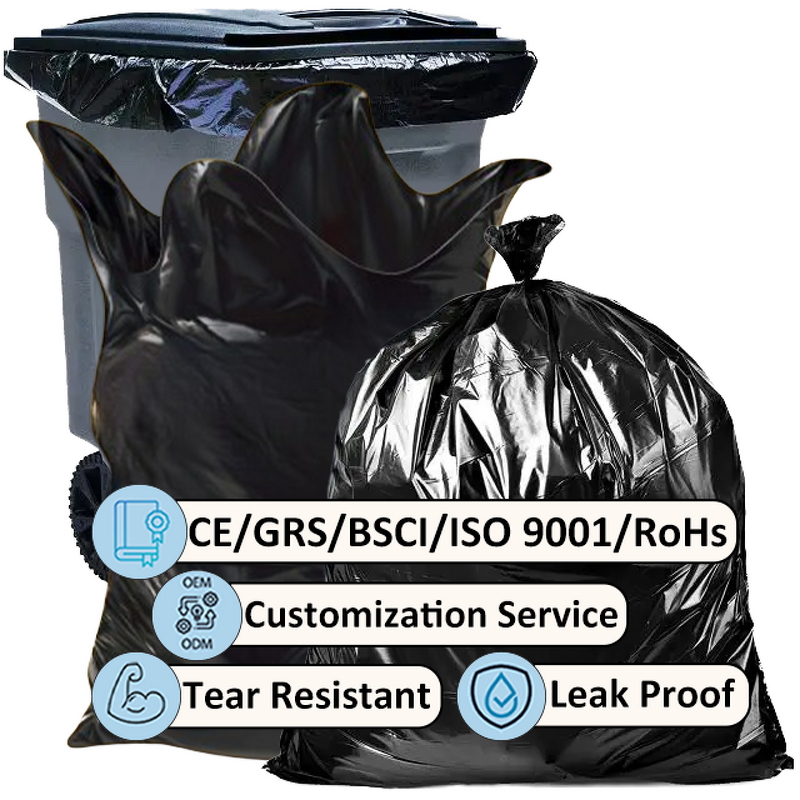 Trash Bag Manufacturer - OEM 55 Gallon Heavy Duty Square Bottom PE