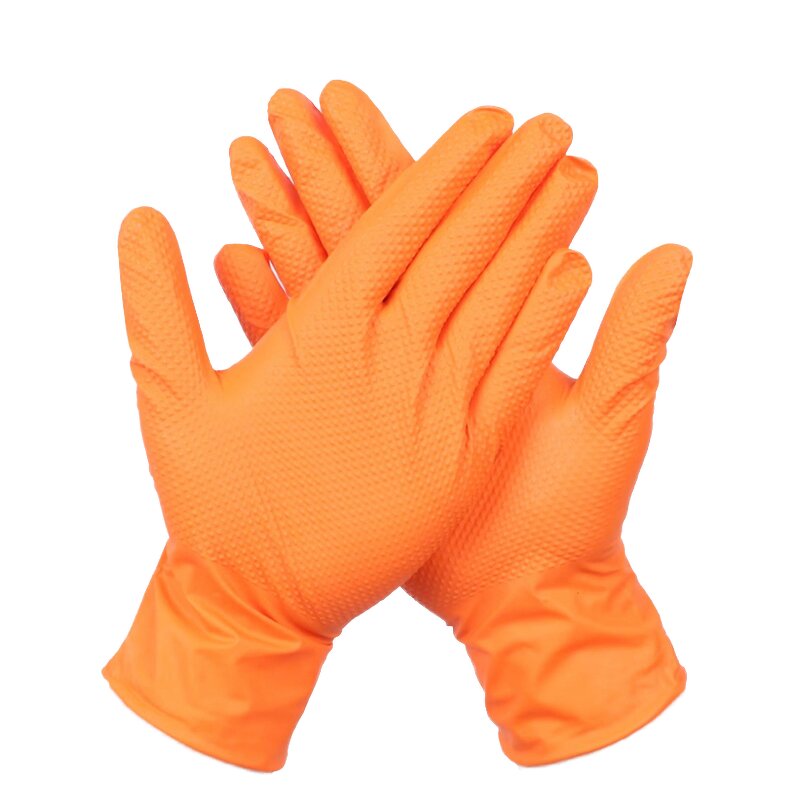 Nitrile Gloves Factory - OEM 6mil Thick Orange Auto Repair Disposable