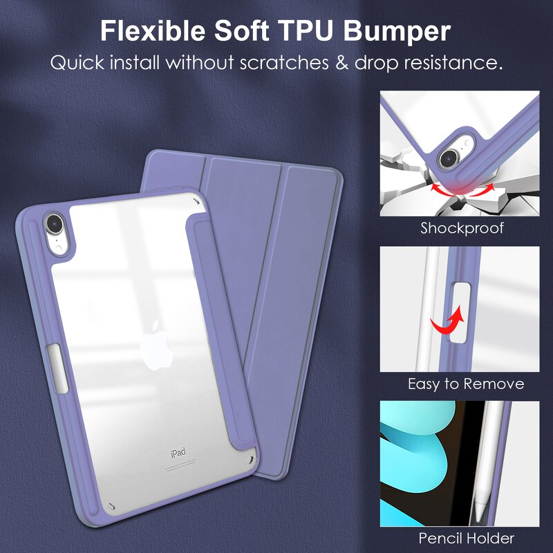 iPad Case Manufacturer - OEM Smart Pencil Holder Clear Hard Back Cover