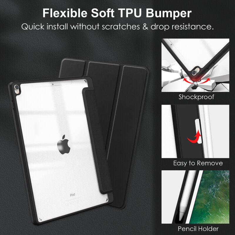 Tablet Case Factory - OEM Folio Flip PU Leather Clear PC Back with Holder