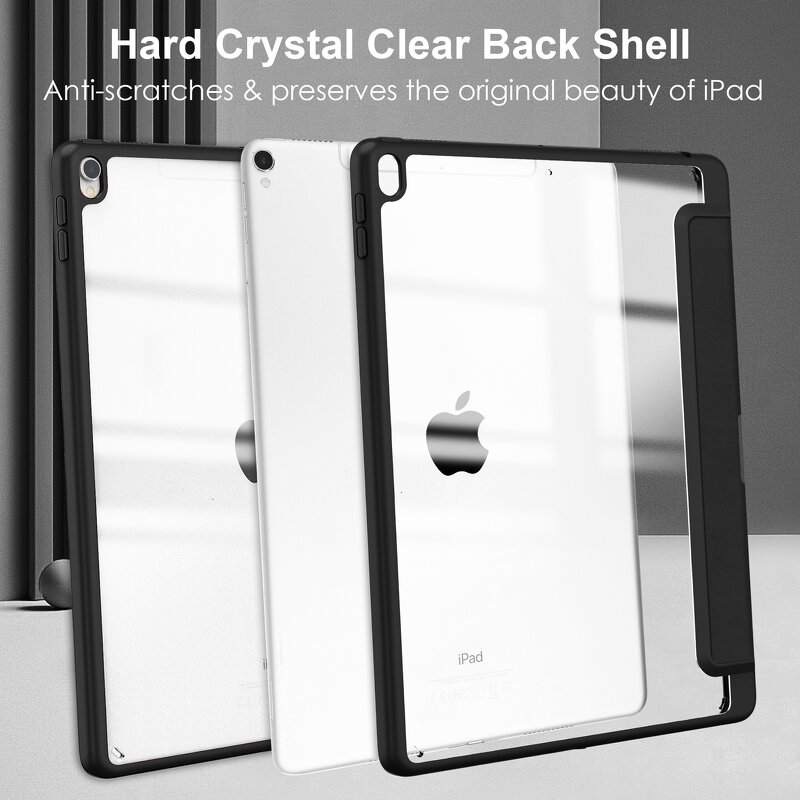 Tablet Case Factory - OEM Folio Flip PU Leather Clear PC Back with Holder