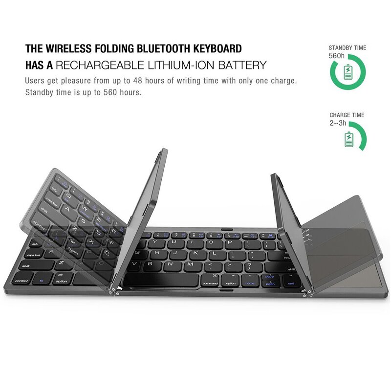 Folding Keyboard Factory - OEM Rechargeable Bluetooth with Touchpad Portable