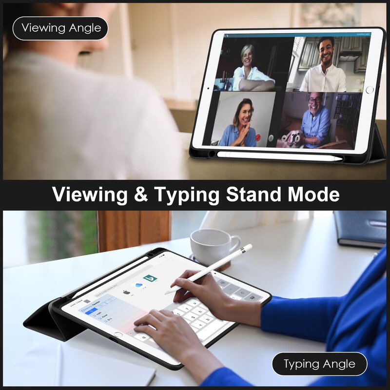 Tablet Case Factory - OEM Folio Flip PU Leather Clear PC Back with Holder