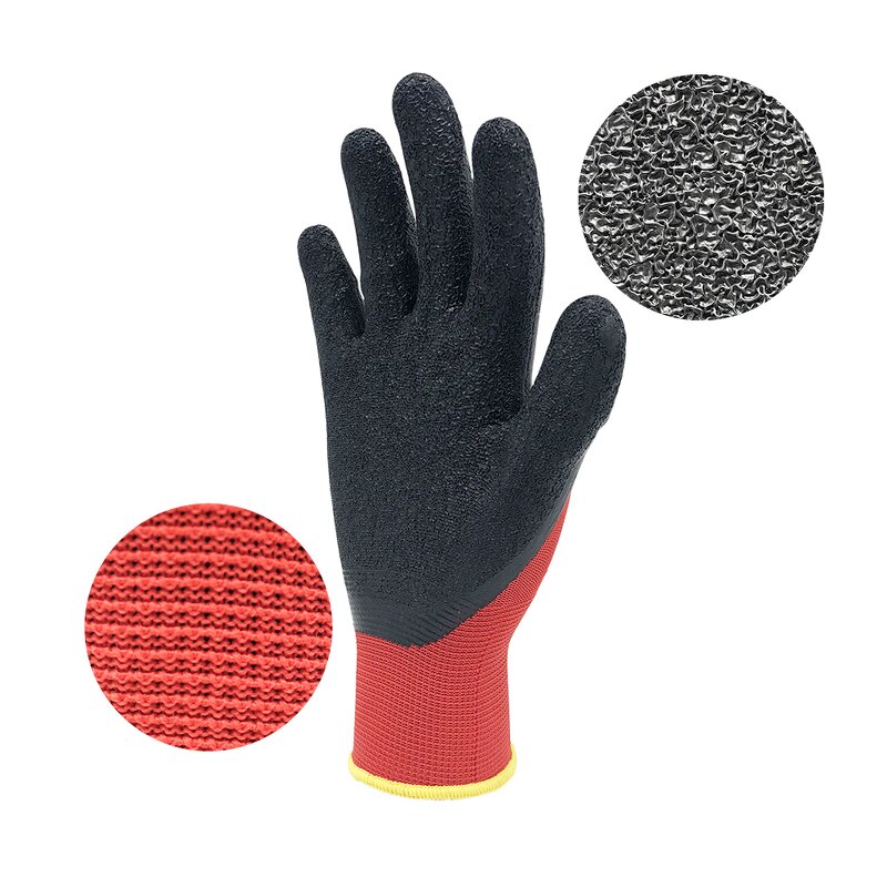 Safety Gloves Factory - OEM/ODM Polyester Shell Black Latex Coated for Construction Industry