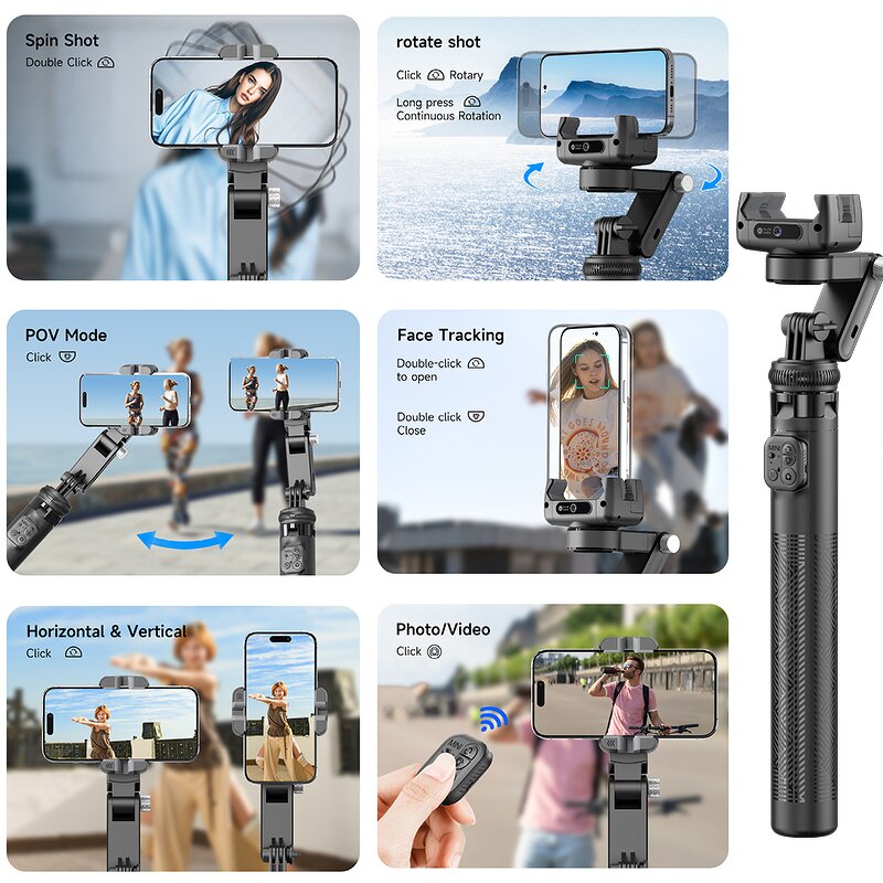 Gimbal Stabilizer Manufacturer - OEM/ODM C16R 3 in 1 AI Face Tracking Single Axis