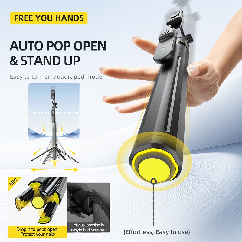 Selfie Stick Factory - OEM/ODM TT18 1.8m Auto Pop-up Quadrapod with 1/4 Interface