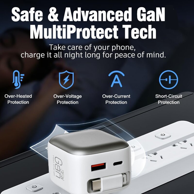 Phone Charger Manufacturer - OEM/ODM New K60 35W GaN with Built-in Cable Retractable