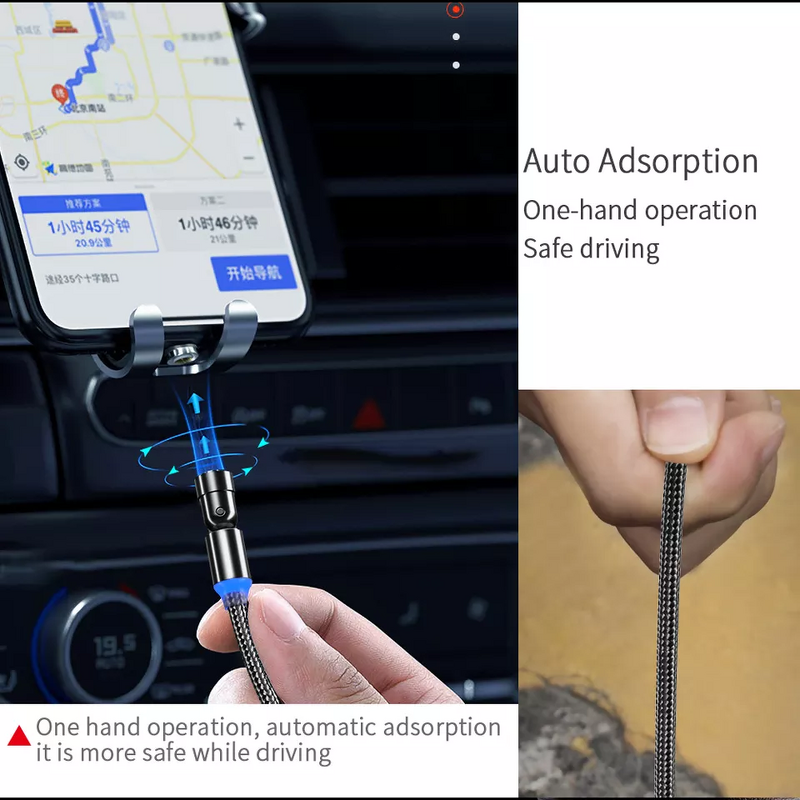 Magnetic Charging Cable Manufacturer - OEM/ODM 540 Degree Rotation 3 in 1 Removable