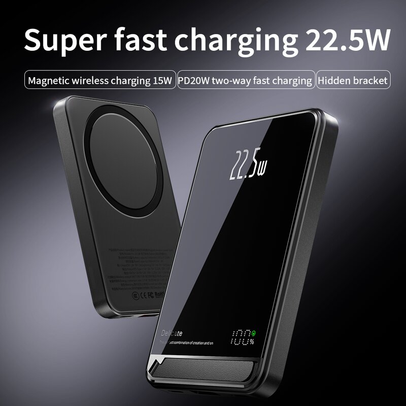 Power Bank Factory - OEM/ODM H1 5000mAh Ultra-thin Aluminum 15W Magnetic Wireless