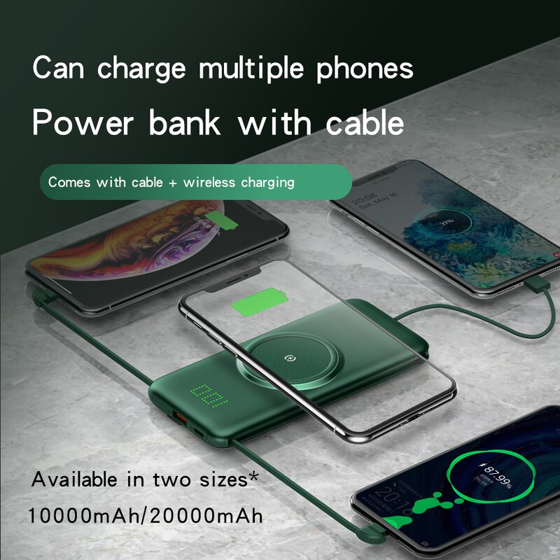 Power Bank Factory - OEM/ODM New Design 20000mAh with Usb Cable Wireless Charging