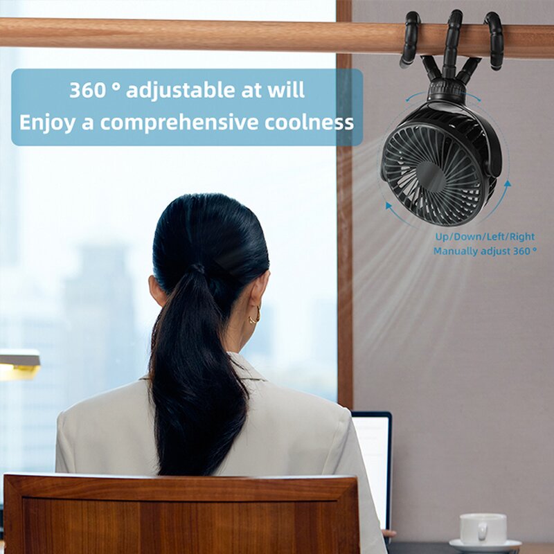 Desk Fan Manufacturer - OEM/ODM F1022 Stroller Rotary Fan Flexible Octopus Tripod