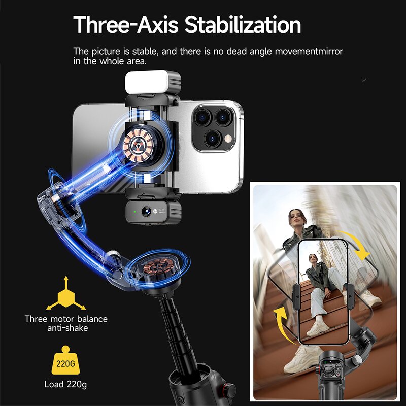 Gimbal Stabilizer Manufacturer - OEM/ODM M06 Built-in Rod AI Face Tracking 3-Axis