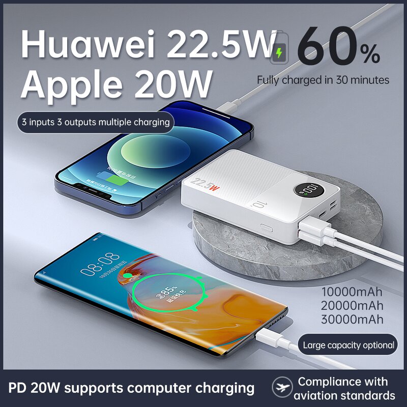 Power Bank Factory - OEM/ODM PD 20w Large Capacity 30000mAh 22.5W Fast Charge