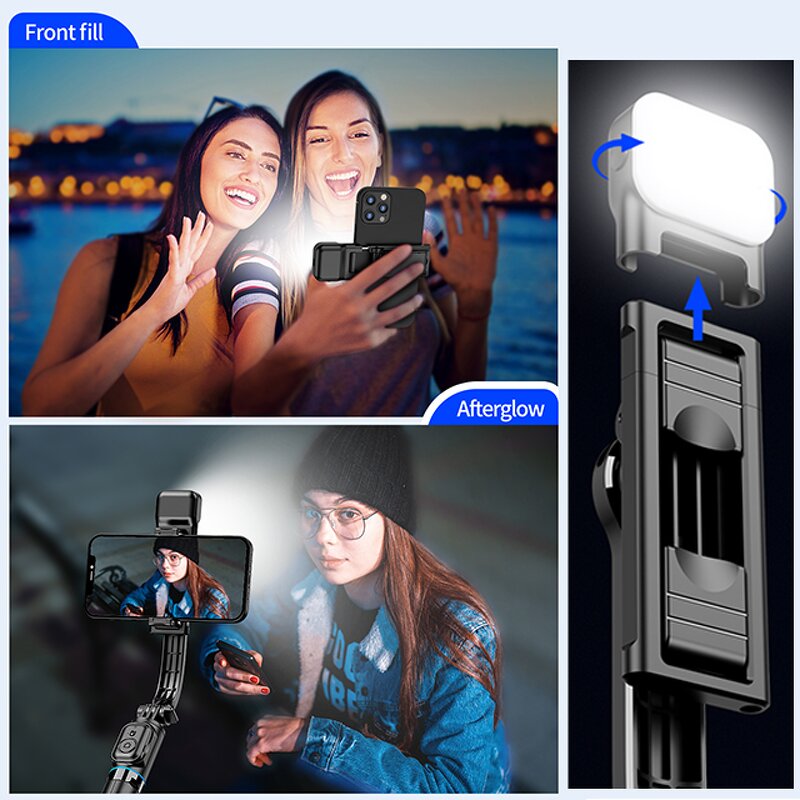 Selfie Stick Factory - OEM/ODM C01S with Split Holder Bluetooth Remote Fill Light