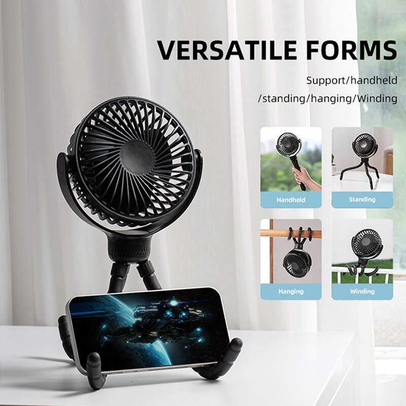 Desk Fan Manufacturer - OEM/ODM F1022 Stroller Rotary Fan Flexible Octopus Tripod