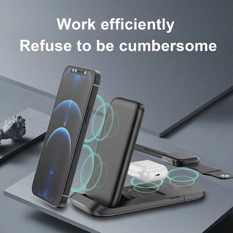 Docking Station Factory - OEM/ODM V8 3 in 1 15W Wireless for Apple Watch iPhone