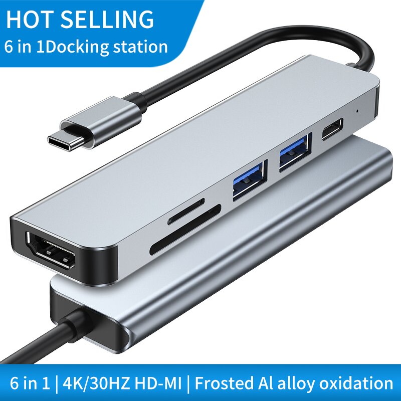USB C Hub Manufacturer - OEM/ODM 6 in 1 Docking Station 5 Gbps with PD Hd-mi