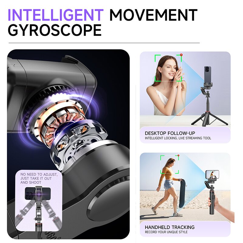 Gimbal Stabilizer Factory - OEM/ODM C22 AI Face Tracking Gimbal 1338mm Aluminum Rod