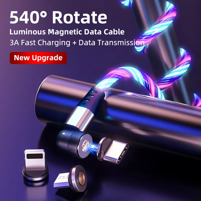 Charging Cable Factory - OEM/ODM 360 Degree Luminous Flowing Light 3 in 1 Magnetic