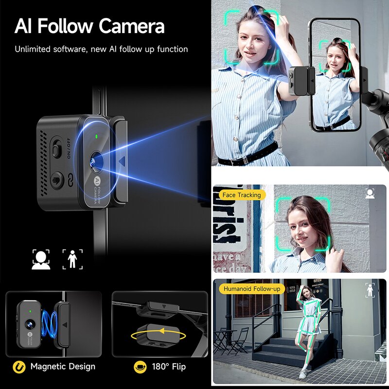 Gimbal Stabilizer Manufacturer - OEM/ODM M06 Built-in Rod AI Face Tracking 3-Axis