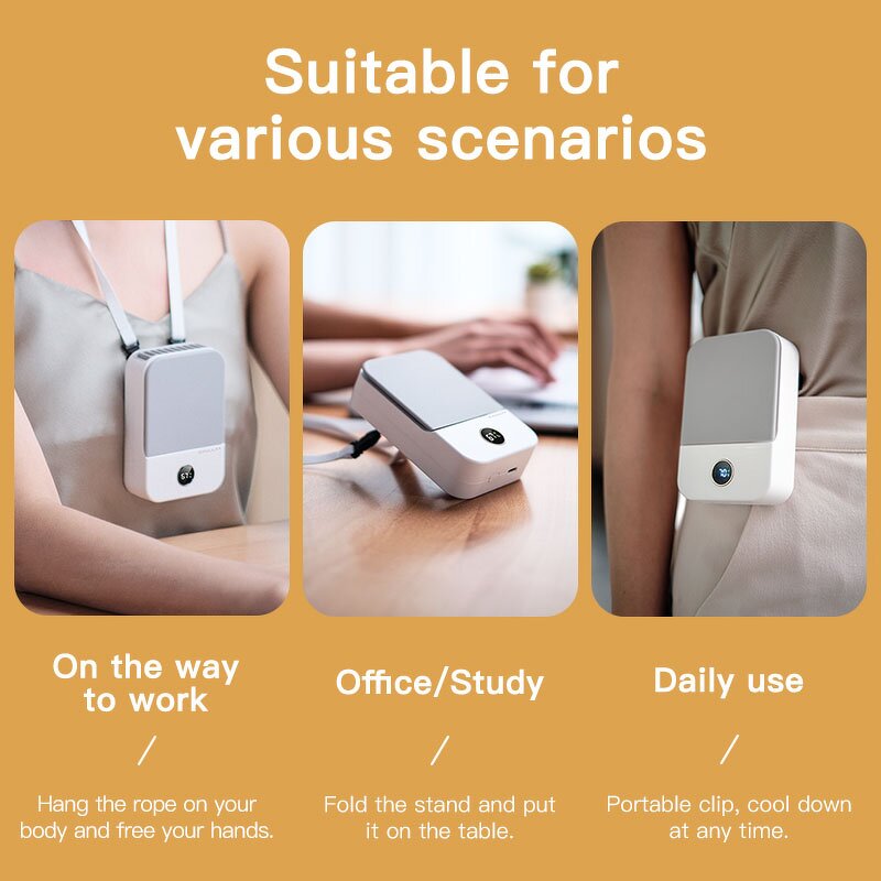 Neck Fan Factory - OEM/ODM Simplicity Rechargeable Portable with LED Display Wearable