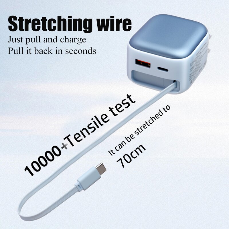 Phone Charger Manufacturer - OEM/ODM New K60 35W GaN with Built-in Cable Retractable