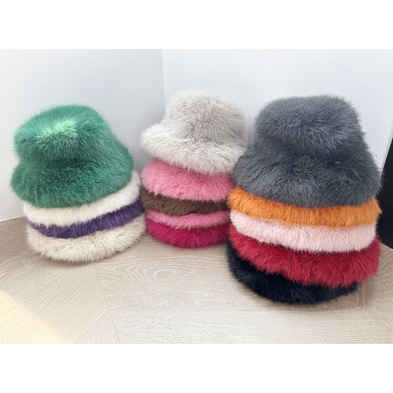 Fisherman Hat Factory - OEM Fur Autumn Winter Plush Stylish Punk & Sexy Basin Fisherman Hat Casual Scene