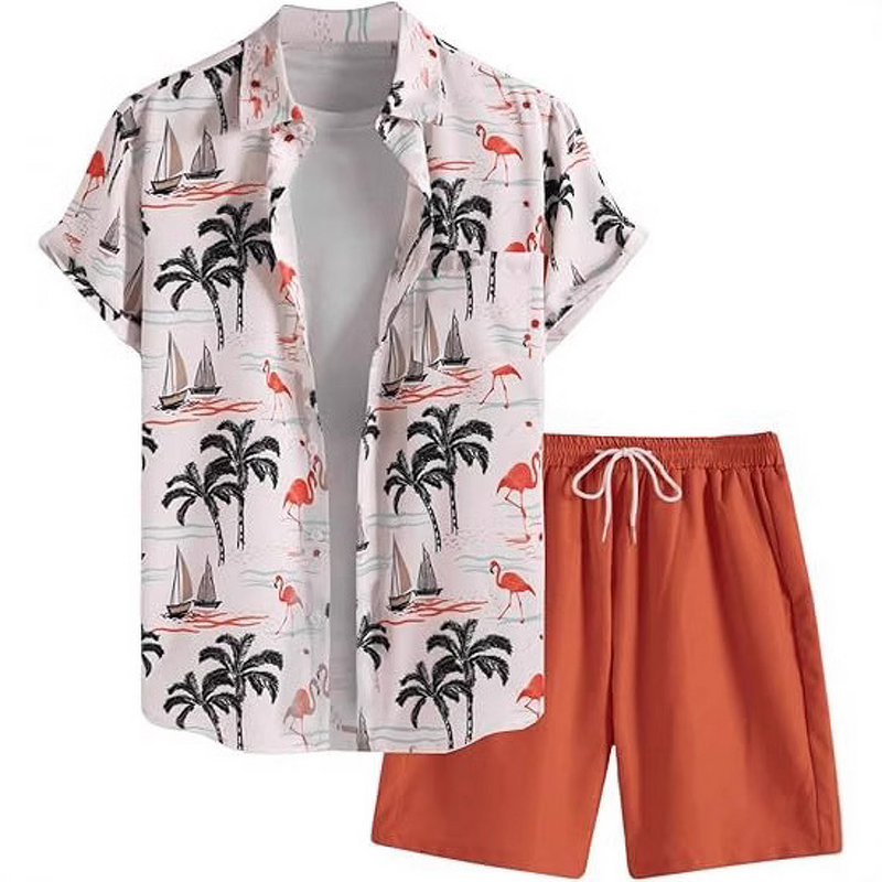 Printed Shirt Set Factory - OEM Summer Casual 3D Printed Men's Short Sleeve Shirt Set