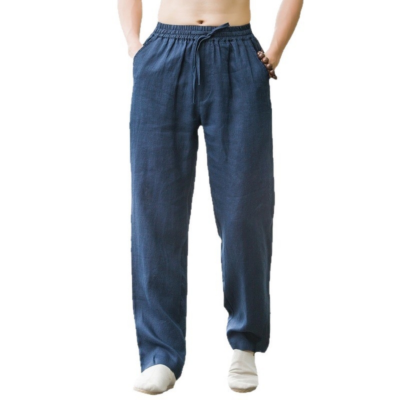 Linen Pants Factory - OEM Men's Linen Pants Thin Breathable Youth Cotton Linen Wide Leg Casual Long Pants Plus Size