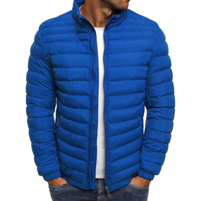 Windproof Jacket Manufacturer - OEM Men's Winter Stand-Up Collar Solid Color Cotton Blend Windproof Casual Jacket