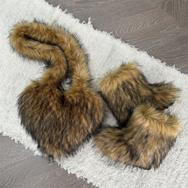 Crossbody Love Bag Manufacturer - OEM European American Retro Crossbody Love Bag Large Capacity Shell with Fur Personalized