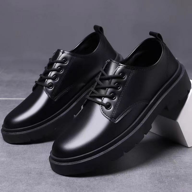 Dress Shoes Manufacturer - OEM Men's Casual Business Front Lace-Up Thick-Soled Black