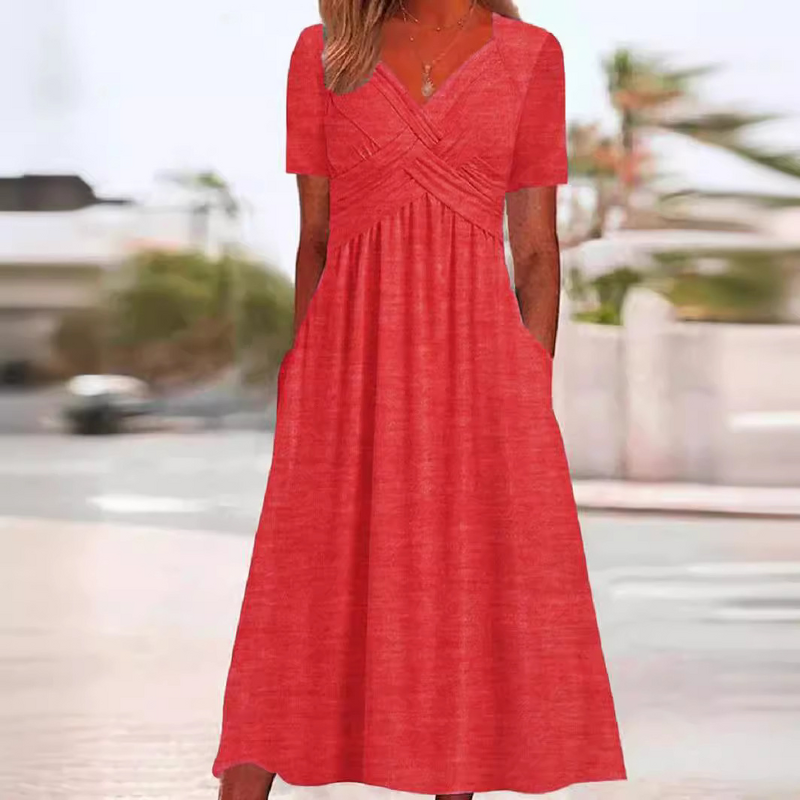 Umbrella Skirt Dress Manufacturer - OEM Summer New Vintage European American Women's Polyester Mid-Length