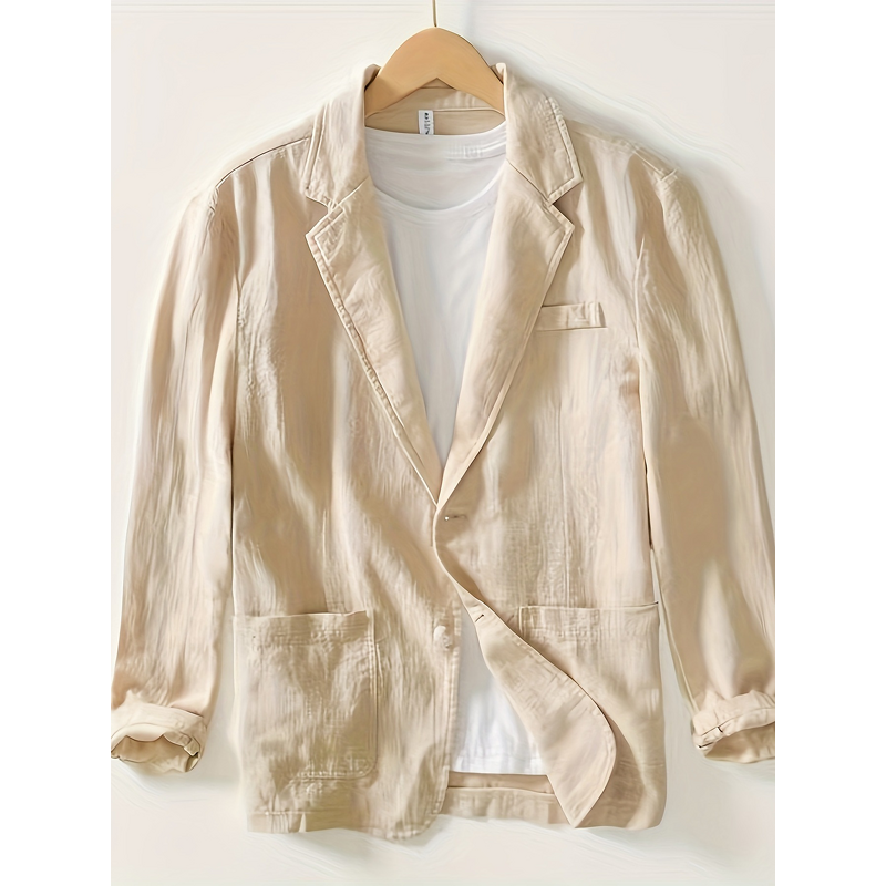 Casual Suit Jacket Manufacturer - OEM Men's Casual Suit Jacket Single-Layer V-Neck Single Breasted Anti-Shrink Solid Color