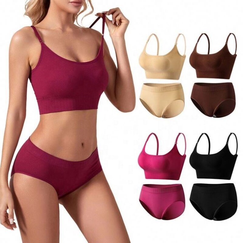 Yoga Set Factory - OEM New Trend Ruizi Gather No Underwire Large Size Yoga Suspender Beautiful Vest Briefs