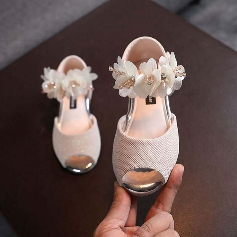 Open Toe Sandals Factory - OEM Fashion Factory Open Toe Kids Flowers Princess Girls Rhinestones Walking Flat Sandals